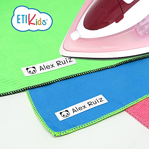 100 Etiquetas Personalizadas para ropa con Icono en Color a seleccionar. Tela Blanca. (Formas)