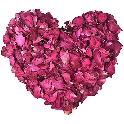 100g Pétalos de Rosa Secos, Naturales Petalos de Rosa para Pies Baño SPA, Real Pétalos de Flor Confeti para Decoración Bodas Fiestas día San Valentín