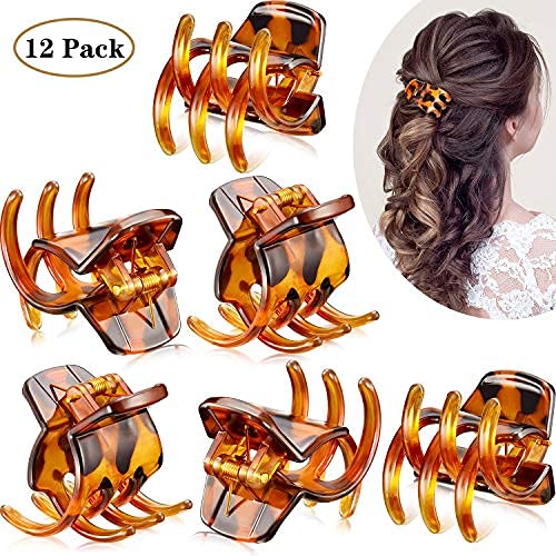12 Unidades de Garra Clips de Tamaño Mediano Garras de Pelo de 1.3 Pulgadas Pinza de Pelo Clip de Garra Clip Grip para Mujeres Niñas Pelo Grueso o Medio (Marrón)