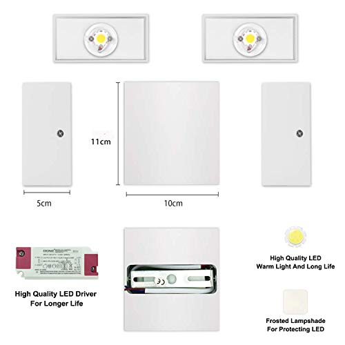 2 Pcs Moderno Lampara de Pared LED, 12W Aplique Pared Interior de Aluminio 3000K Blanco Cálido Perfecto para Corredor Oficina Restaurante