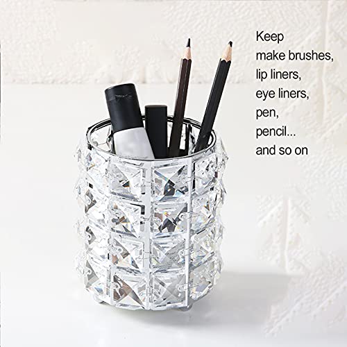 2 Piezas Cristal Titular de Cepillo de Maquillaje, Alldo Fashion Makeup Brush Pot Organizador de cosméticos, portalápices, Almacenamiento para tocador, baño