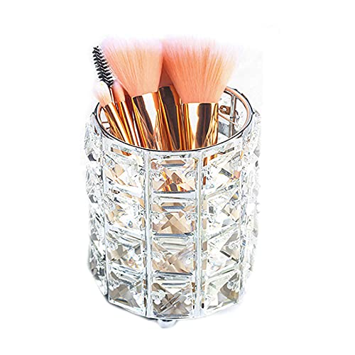 2 Piezas Cristal Titular de Cepillo de Maquillaje, Alldo Fashion Makeup Brush Pot Organizador de cosméticos, portalápices, Almacenamiento para tocador, baño