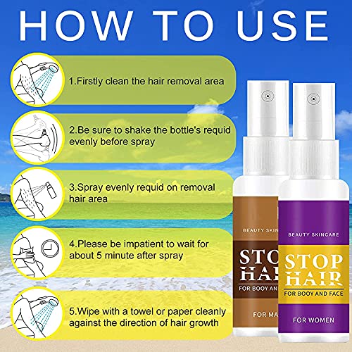 2 Piezas de Spray Depilatorio para Mujeres, Crema Depilatoria íNtima, DepilacióN Permanente, Inhibidor Del Crecimiento Del Vello para Axilas, Brazos, Piernas, áReas de Bikini, 50 Ml