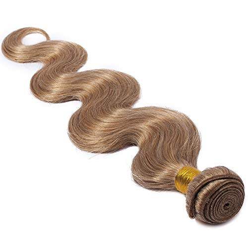 24"(60cm) SEGO Extensiones Cortina Pelo Natural Rizadas sin Clip Cabello Humano Brasileño [#27 Rubio Miel] Brazilain Human Hair Bundles Body Wave (1 Pieza,100g)