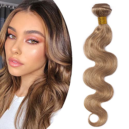 24"(60cm) SEGO Extensiones Cortina Pelo Natural Rizadas sin Clip Cabello Humano Brasileño [#27 Rubio Miel] Brazilain Human Hair Bundles Body Wave (1 Pieza,100g)