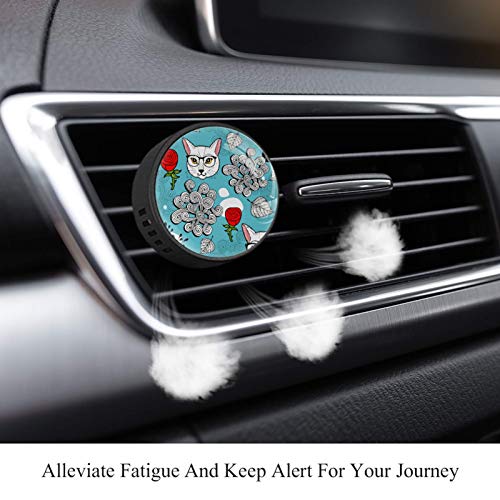 2pcs Aromatherapy Diffuser Car Essential Oil Diffuser Vent Clip Seamless Background with Cat Portraits