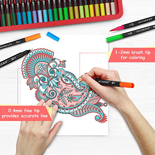 36 rotuladores para colorear Hethrone, rotuladores de doble punta ancha y fina para adultos, para colorear libros, caligrafía, pintar, viñetas, diarios, suministros artísticos.