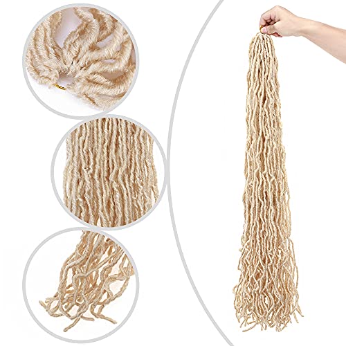 36"(91cm) SEGO 6PCS Extensiones Trenzas Africanas Pelo Sintético Se Ve Natural Goddess Faux Locs Crochet Braids Hair Rastas de Cabello Afro Boxeadoras (Blanqueador Rubio,1008g)
