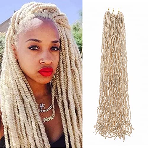 36"(91cm) SEGO 6PCS Extensiones Trenzas Africanas Pelo Sintético Se Ve Natural Goddess Faux Locs Crochet Braids Hair Rastas de Cabello Afro Boxeadoras (Blanqueador Rubio,1008g)
