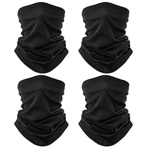 4 Piezas Pañuelos Cabeza Multifunción Pasamontañas Termico de Secado Braga de Cuello Cubierta de Cara de Verano Protección UV Bandana Transpirable de Protector Solar para Hombre o Mujer (4*Negro)