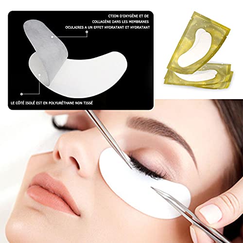 50 pares de parches para pestañas Parches para extensiones de pestañas Parche de gel para evitar extensiones de pestañas, para ojos Almohadilla para pestañas Máscara para ojos Herramienta