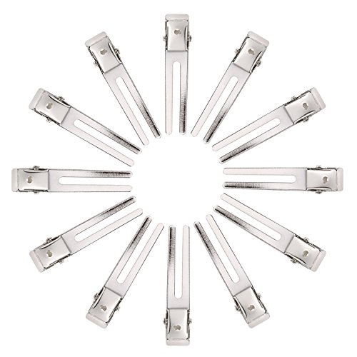 50 Piezas 1,8 Pulgadas Pinza de Peluquería de Doble Punta Clips de Pelo de Sección de Ajuste de Rizos Pinzas de Cocodrilo de Metal Pinza de Pelo Plateada para Extensión de Pelo
