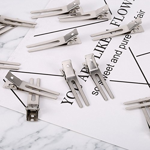 50 Piezas 1,8 Pulgadas Pinza de Peluquería de Doble Punta Clips de Pelo de Sección de Ajuste de Rizos Pinzas de Cocodrilo de Metal Pinza de Pelo Plateada para Extensión de Pelo