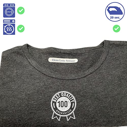 80 Etiquetas con nombre para planchar en la ropa. Pegatinas con nombre personalizado para marcar ropa de niños, adultos y abuelos (2 x 3 cm) ALTA resistencia a lavados y secados.