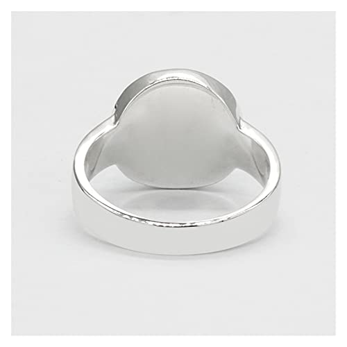 925 Sterling Silver Men's Ring Round Natural Agate/Lapis Lazuli/Tiger Eyes Stone Simple Ring Fit for Men Women Lovers Jewelry Gift Rings (Gem Color : Tiger Eyes Stone, Ring Size : 9)