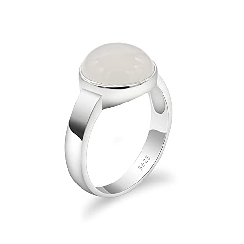 925 Sterling Silver Men's Ring Round Natural Agate/Lapis Lazuli/Tiger Eyes Stone Simple Ring Fit for Men Women Lovers Jewelry Gift Rings (Gem Color : Tiger Eyes Stone, Ring Size : 9)