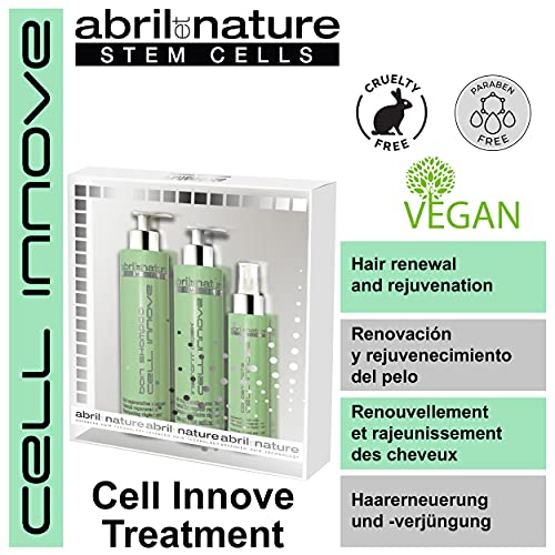 abril et nature - Pack Tratamiento Vegano Hidratación Profunda CELL INNOVE - Mascarilla Pelo, Sérum Pelo y Champú Células Madre de Regalo - Champú Hidratante Profesional Rejuvenecedor Antifrizz
