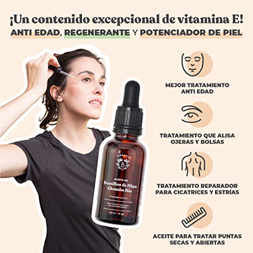 ACEITE DE HIGO CHUMBO ORGÁNICO | 100% Puro, Natural & Prensado en Frío | Rostro, Cuerpo, Cabello, Barba, Uñas | Vegano y Cruelty Free | Botella de Vidrio + Pipeta + Bomba (50ml)