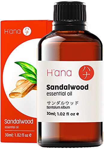 Aceite esencial de sándalo Hana - Relaja la mente y calma la piel - para buen estado de ánimo todo el día - 100 puro grado terapéutico para aromaterapia y uso tópico - 30 ml