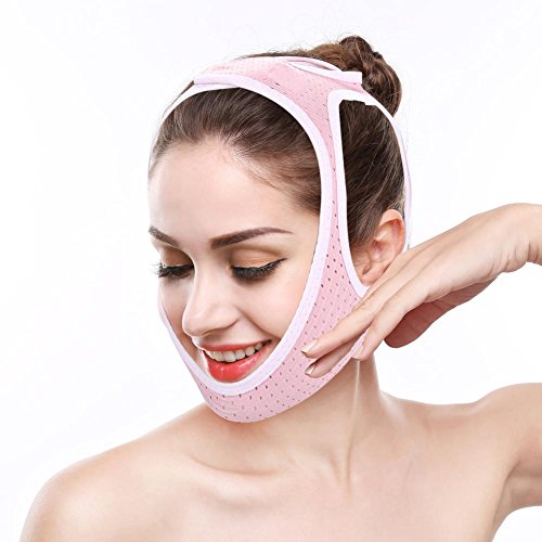 Adelgazante Facial Vendajes de Cara mascarilla para Adelgazar Papada Reductor y Antiarrugas cuidado facial piel compacto V-line (L)