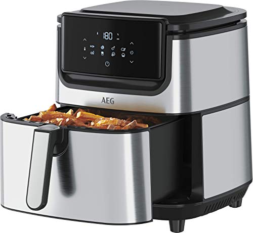 AEG AF6-1-6ST Freidora de Aire Sin Aceite 5.4 L, Pantalla LED display táctil, 8 Programas, Temporizador 60 min, Temperatura máxima 180º, Acero Inoxidable, Apto lavavajillas, Inox