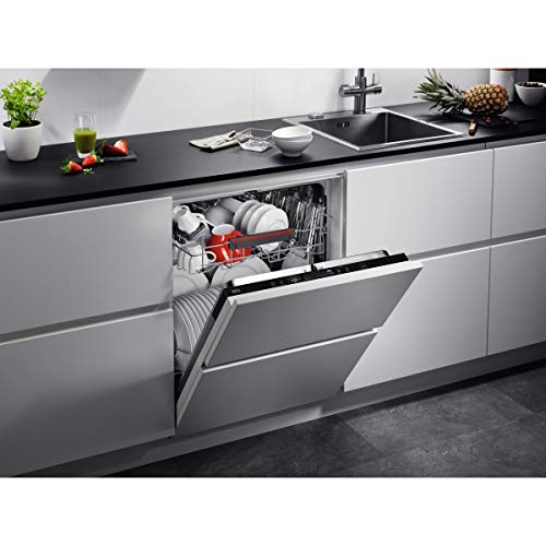 AEG FSB53617Z Lavavajillas de Integración AirDry 13 cubiertos, Desconexión automática, Display con sistema QuickSelect, 7 programas a 3 temperaturas, Motor Inverter, 46 dBA, Blanco, 60 cm