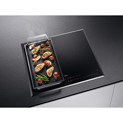 AEG IKE63441FB Placa inducción flexible, Biselada, Extraplana 3 zonas, Función Pausa, Calentamiento rápido, Sistema de conexión automática, Función Puente bizona,Negro, 60 cm