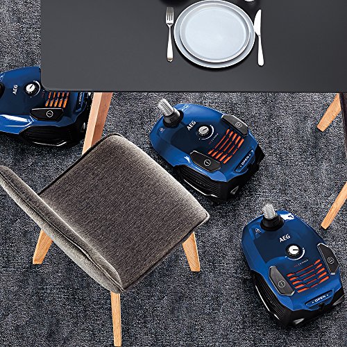 AEG VX6-2-IS-P Aspiradora de Trineo Con Bolsa, 800 W de Potencia, Ruedas 360º, Filtro Higiénico Lavable, Radio de acción de 9m, 77dB de Ruido, Cepillos Suelos Duros y Parquet, Color Azul