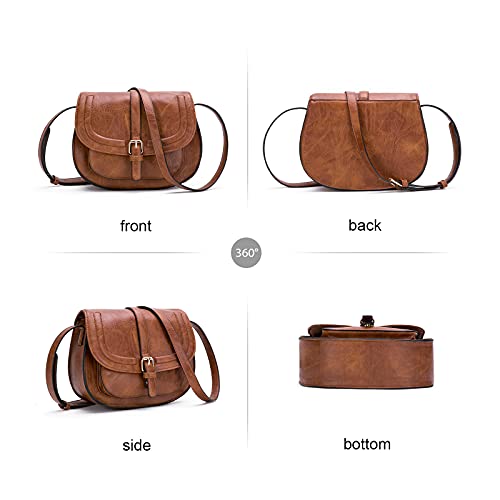 AFKOMST bandolera mujer pequeña, bandolera mujer piel sintética, bolso mujer, con bandolera ajustable desmontable