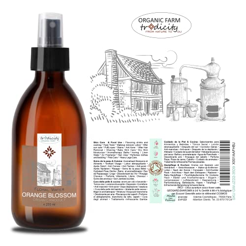 Agua Floral de Neroli Bio · Hidrolato de Flor de Azahar Ecologico · Aromaterapia, Tonico Facial, Spray Corporal, Ambientador Natural, Perfume Floral, Calmante - 250 ml