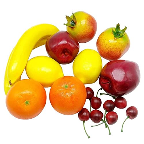 AIVORIUY 18 Piezas Frutas Artificiales Surtidas de Frutas Realistas Frutas Falsas Juego de Frutas de Simulación ​para la Decoración del Restaurante de la Cocina del Hogar de Fiesta de Navidad