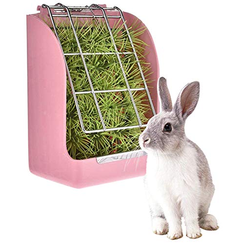 AKDSteel Alimentador de heno blanco, 2 unidades, para conejo, hierba y alimentos, doble uso, alimentador de conejo, alimentador de heno, ideal para conejillos de indias, chinchillas y hámsteres
