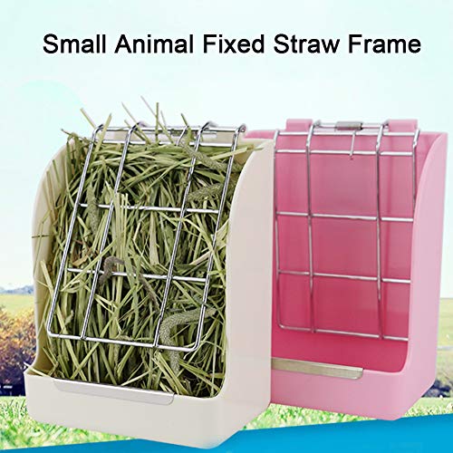 AKDSteel Alimentador de heno blanco, 2 unidades, para conejo, hierba y alimentos, doble uso, alimentador de conejo, alimentador de heno, ideal para conejillos de indias, chinchillas y hámsteres