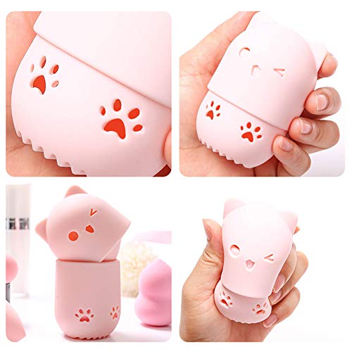 Akin Contenedor de esponja de maquillaje, estuche de viaje de esponja de belleza, estuche de transporte de esponja de maquillaje de silicona, caja de esponja de polvo para la cara