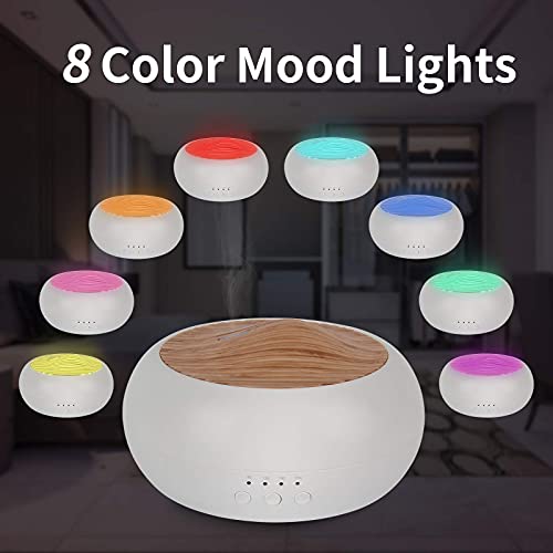 ALIFOR 250ml Difusor de Aceite Esencial,Humidificador Ultrasónico Difusor de Aromaterapia Difusor de Aroma Eléctrico con 8 Colores LED Purificador de Aire para Hogar, Oficina, Yoga, Bebé -Blanco