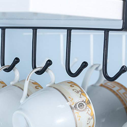 Alliebe 3 Pack Taza Taza tazas de vidrio de vino ganchos de almacenamiento ganchos cocina utensilios cinturones y bufanda colgante gancho estante soporte bajo armario(negro)