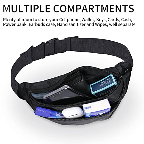 Amazon Brand - Eono Riñonera Ligera con Correa de Hebilla Ajustable para Hombres, Mujeres, Riñonera Desportiva con Dual Bolsillos para Caminatas, Paseos de Perros, Viajes y Actividades al Aire Libre