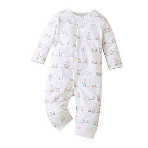 amropi Pack de 3 Mono Bebé Niñas Niños Peleles Pijama Mameluco de Manga Larga, 6-9 Meses,Rojo/Rosa/Blanco