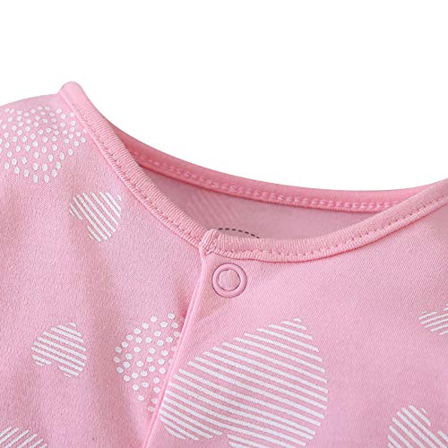 amropi Pack de 3 Mono Bebé Niñas Niños Peleles Pijama Mameluco de Manga Larga, 6-9 Meses,Rojo/Rosa/Blanco