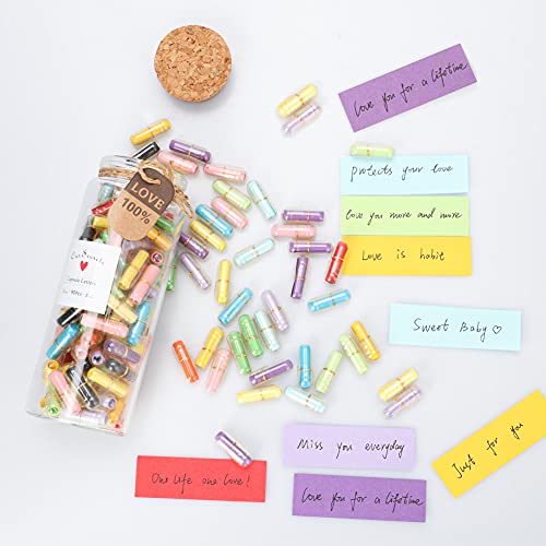 Amycute 90 Piezas Cápsula de Mensaje de Letra Cápsula Mensaje de Amor Cápsula, Carta de Amor para Novio o Novia, Regalo para Navidad, San Valentín, Aniversario, Cumpleaños, Boda