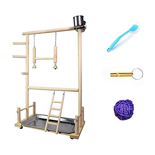 ANANAN Juguetes para Loros, Juguetes para Pájaros, Parque Infantil para Loros De Madera, Marco para Juegos De Pájaros, Marco para Pájaros De Madera De Doble Capa con Escalera Inclinada