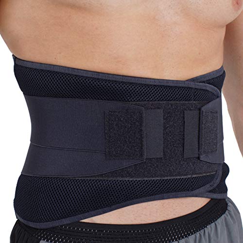 Apoyo lumbar con fuertes tirantes de doble banda, Faja para la Cintura / Espalda / Zona lumbar - Marca Neotech Care - Color Carbón - Talla L
