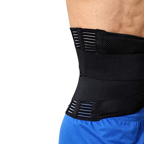 Apoyo lumbar con fuertes tirantes de doble banda, Faja para la Cintura / Espalda / Zona lumbar - Marca Neotech Care - Color Carbón - Talla L