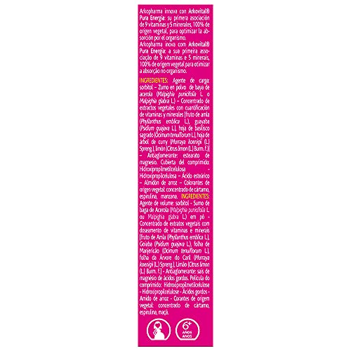 Arkopharma Arkovital Pura Energía 30 Comprimidos, Multivitamínico Defensas Naturales y Vitalidad, 9 Vitaminas Naturales y 5 Minerales, Mayor Asimilación