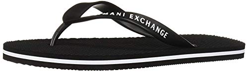 Armani Exchange Classic Flip Flop, Chanclas Hombre, Negro (Black+White Logo 00002), 41 EU
