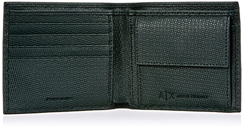 Armani Exchange Logo, Travel Accessory-Cartera bi-Fold para Hombre, Verde Oscuro, Einheitsgröße