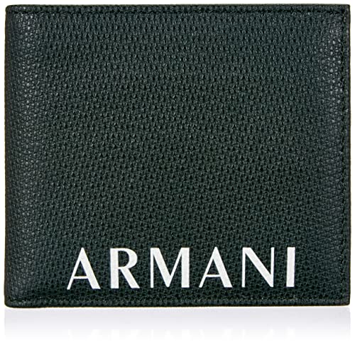 Armani Exchange Logo, Travel Accessory-Cartera bi-Fold para Hombre, Verde Oscuro, Einheitsgröße