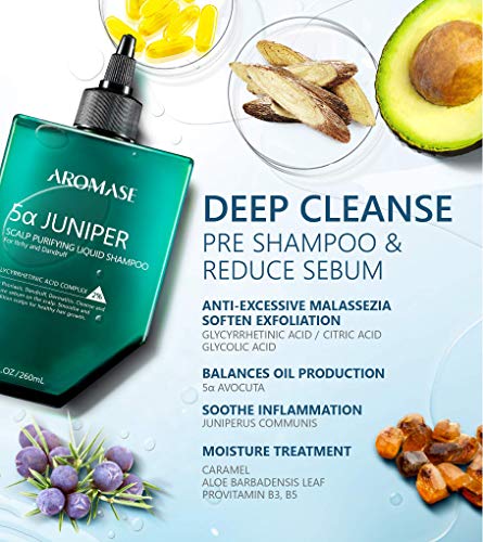 Aromase 5a Juniper Champú líquido purificante para cuero cabelludo, sin sulfatos, para psoriasis, dermatitis, ph 5.5 - 260 ml