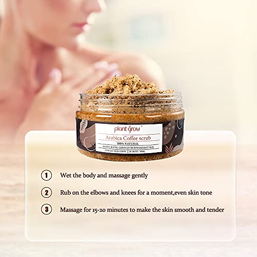 AROMUJOY Exfoliante Corporal de Café Natural orgánico Exfoliante Corporal Body Scrub Combate Las Estrías Anti-Celulitis Acné Eczema para Mujeres y Hombres