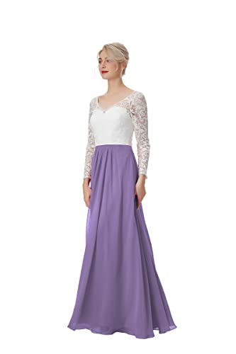 Atlxdres Blanco Cordón Corpiño Manga Larga Gasa Vestidos de Novia para Mujer Ilusorio Cariño Cuello en V Vestido de Fiesta con Bolsillos Tahití
